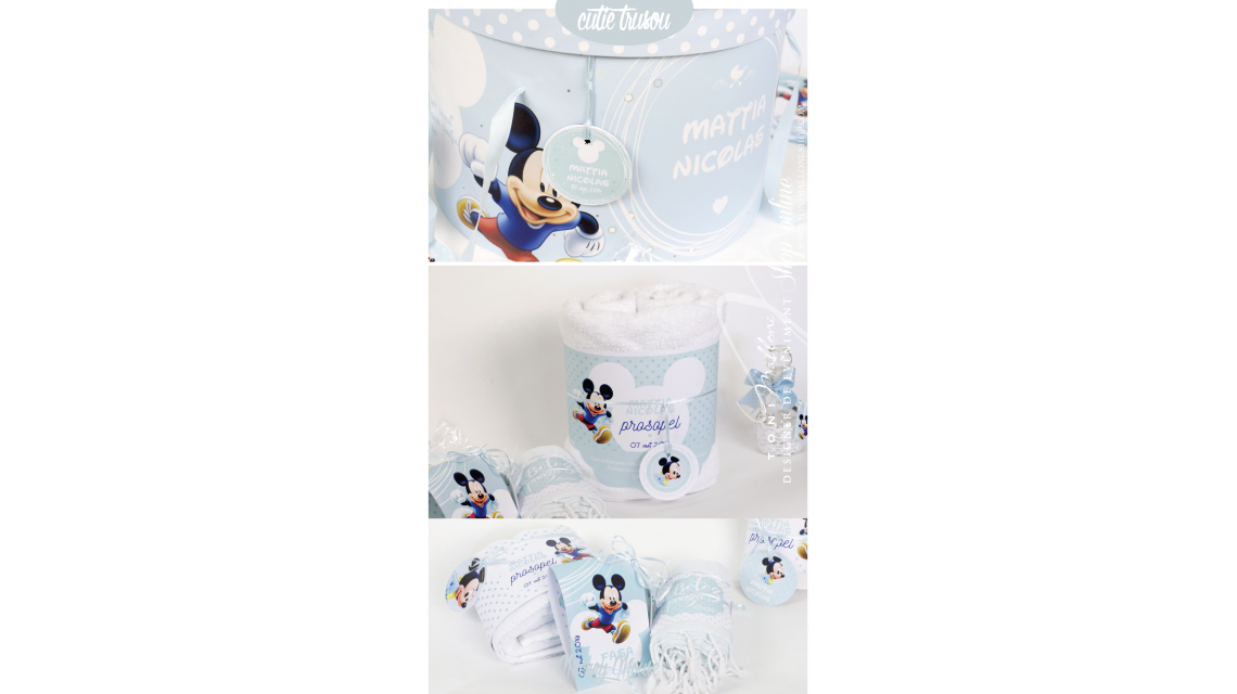 Trusou de botez brodat pentru baieti cu Mickey Mouse, Little man 5